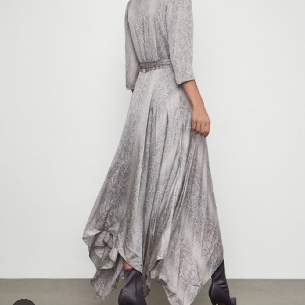 Bcbg Gray Frost Side Tie Python Snake Handkerchie… - image 2